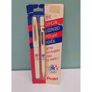 Novelty 1984 Los Angeles Olympic Pen & Pencil Set by Pentel -Special Edition